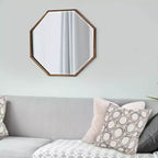 Howard Elliott 28"x28" Bastian Octagon Wall and Accent Mirror: Antique Gold, Iron Frame, Ready to Hang