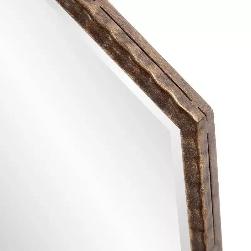 Howard Elliott 28"x28" Bastian Octagon Wall and Accent Mirror: Antique Gold, Iron Frame, Ready to Hang
