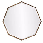Howard Elliott 28"x28" Bastian Octagon Wall and Accent Mirror: Antique Gold, Iron Frame, Ready to Hang