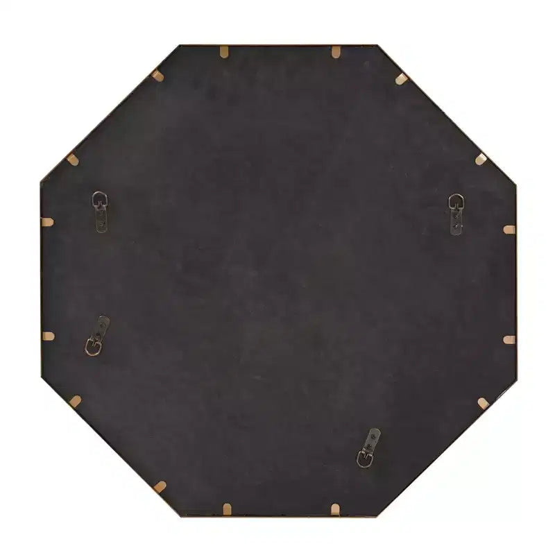 Howard Elliott 28"x28" Bastian Octagon Wall and Accent Mirror: Antique Gold, Iron Frame, Ready to Hang
