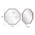 Howard Elliott 28"x28" Bastian Octagon Wall and Accent Mirror: Antique Gold, Iron Frame, Ready to Hang