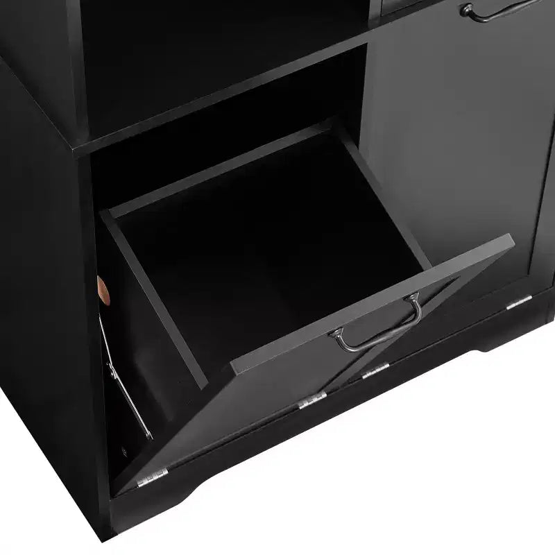 Whisen Bathroom Storage Cabinet with Drawers, Tilt-Out Laundry Hamper and Open Shelves