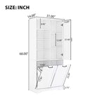 Whisen Bathroom Storage Cabinet with Drawers, Tilt-Out Laundry Hamper and Open Shelves