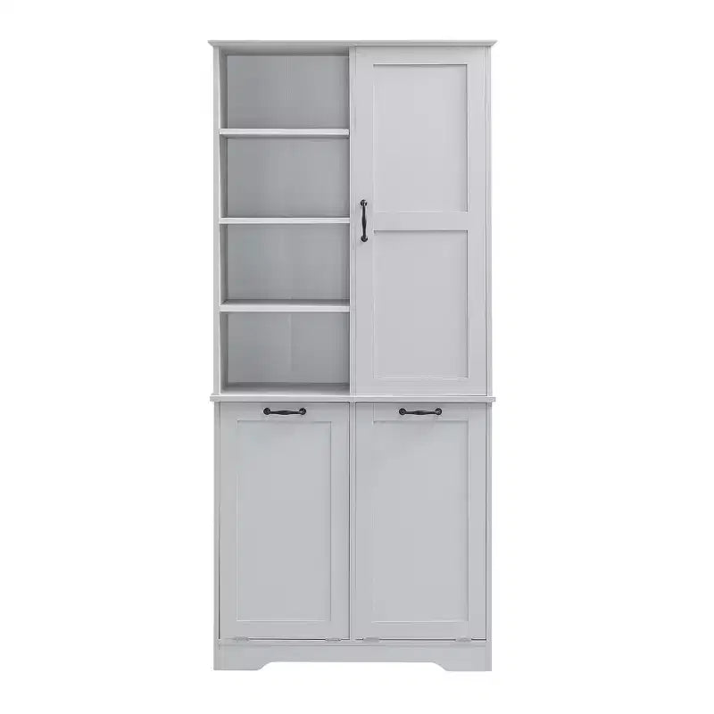 Whisen Bathroom Storage Cabinet with Drawers, Tilt-Out Laundry Hamper and Open Shelves
