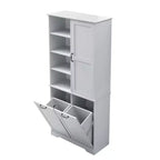 Whisen Bathroom Storage Cabinet with Drawers, Tilt-Out Laundry Hamper and Open Shelves