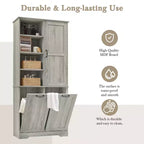 Whisen Bathroom Storage Cabinet with Drawers, Tilt-Out Laundry Hamper and Open Shelves