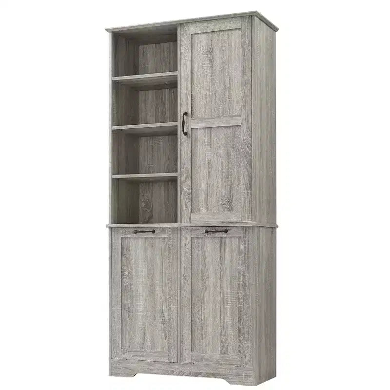 Whisen Bathroom Storage Cabinet with Drawers, Tilt-Out Laundry Hamper and Open Shelves