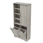 Whisen Bathroom Storage Cabinet with Drawers, Tilt-Out Laundry Hamper and Open Shelves
