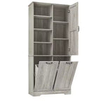 Whisen Bathroom Storage Cabinet with Drawers, Tilt-Out Laundry Hamper and Open Shelves