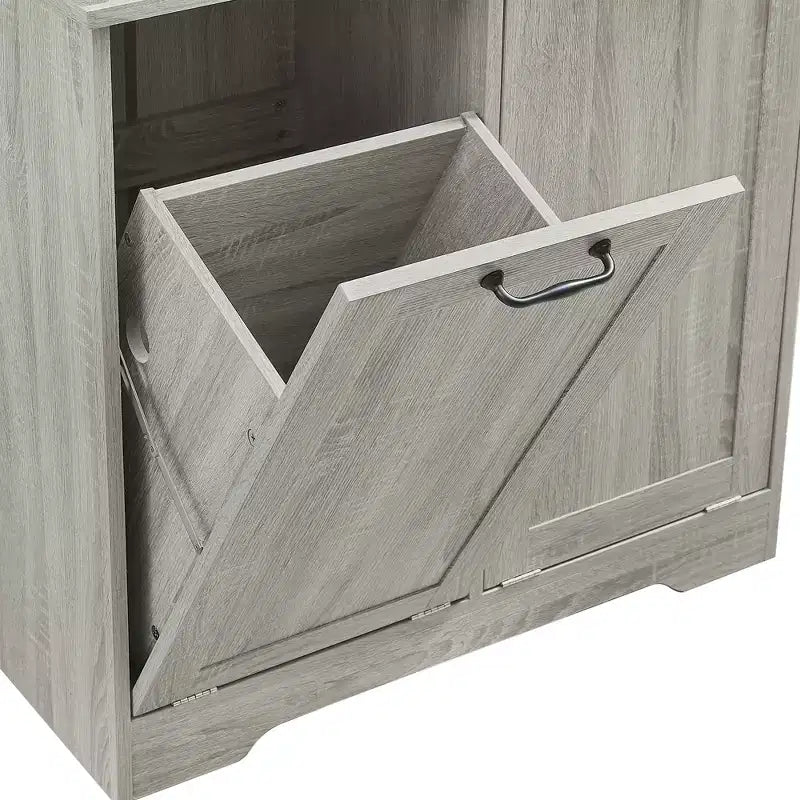 Whisen Bathroom Storage Cabinet with Drawers, Tilt-Out Laundry Hamper and Open Shelves