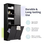 Whisen Bathroom Storage Cabinet with Drawers, Tilt-Out Laundry Hamper and Open Shelves