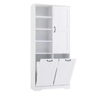 Whisen Bathroom Storage Cabinet with Drawers, Tilt-Out Laundry Hamper and Open Shelves