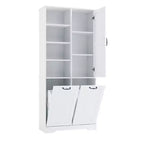 Whisen Bathroom Storage Cabinet with Drawers, Tilt-Out Laundry Hamper and Open Shelves