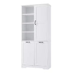 Whisen Bathroom Storage Cabinet with Drawers, Tilt-Out Laundry Hamper and Open Shelves