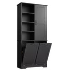 Whisen Bathroom Storage Cabinet with Drawers, Tilt-Out Laundry Hamper and Open Shelves