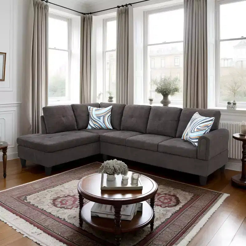 3-Piece Chenille Velvet Sofa Set with Double-Layer Spring