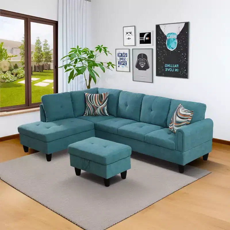 3-Piece Chenille Velvet Sofa Set with Double-Layer Spring