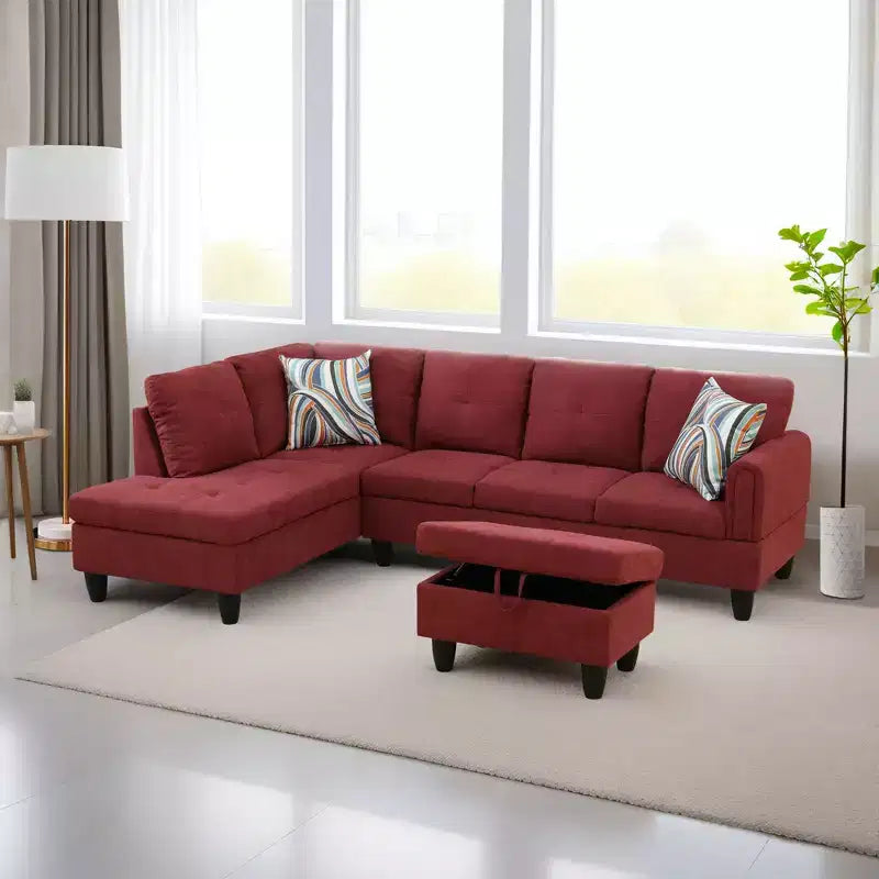 3-Piece Chenille Velvet Sofa Set with Double-Layer Spring