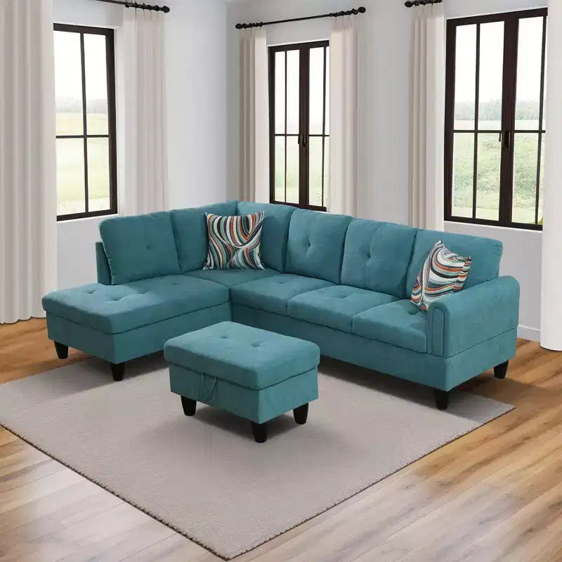 3-Piece Chenille Velvet Sofa Set with Double-Layer Spring