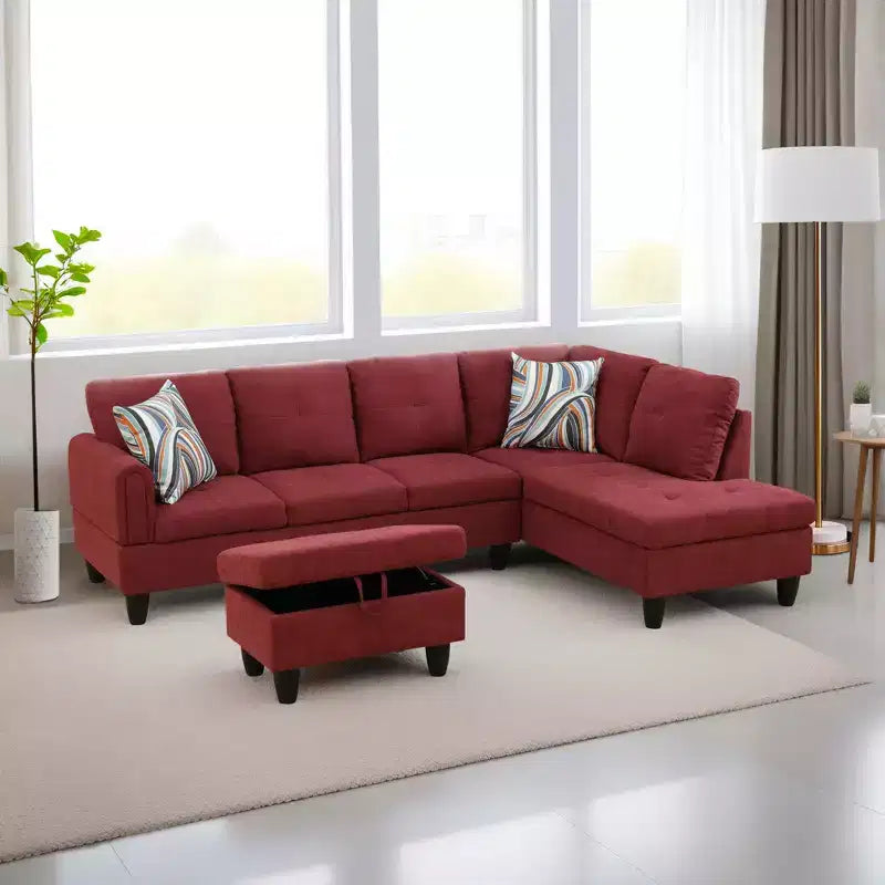 3-Piece Chenille Velvet Sofa Set with Double-Layer Spring