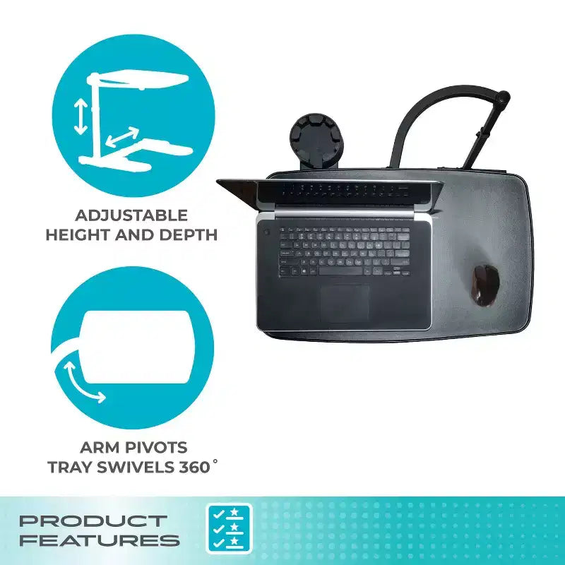 Wonder Tray Adjustable Swivel TV Tray and Laptop Desk with Cupholder