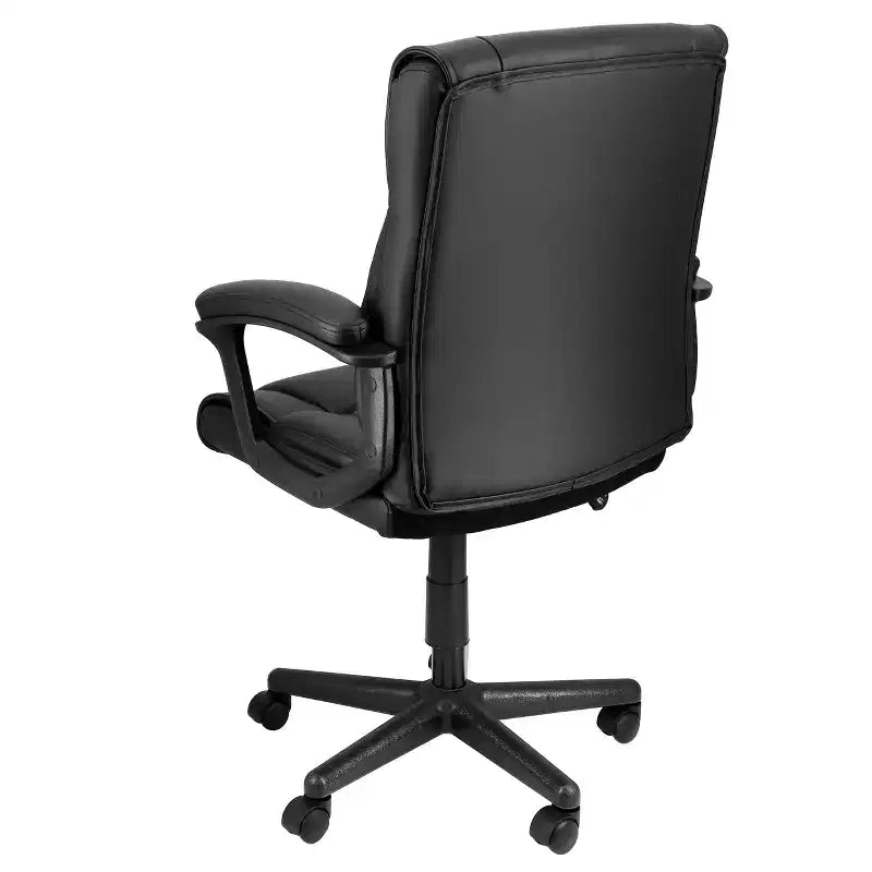 Elama Mid Back Adjustable Faux Leather Office Chair in Black