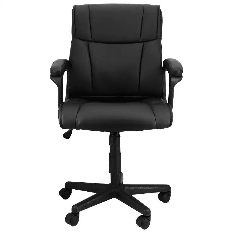 Elama Mid Back Adjustable Faux Leather Office Chair in Black