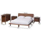 Alyssa Japandi Walnut Brown Wood 4-Piece Bedroom Set