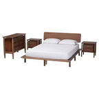 Alyssa Japandi Walnut Brown Wood 4-Piece Bedroom Set