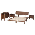 Alyssa Japandi Walnut Brown Wood 4-Piece Bedroom Set