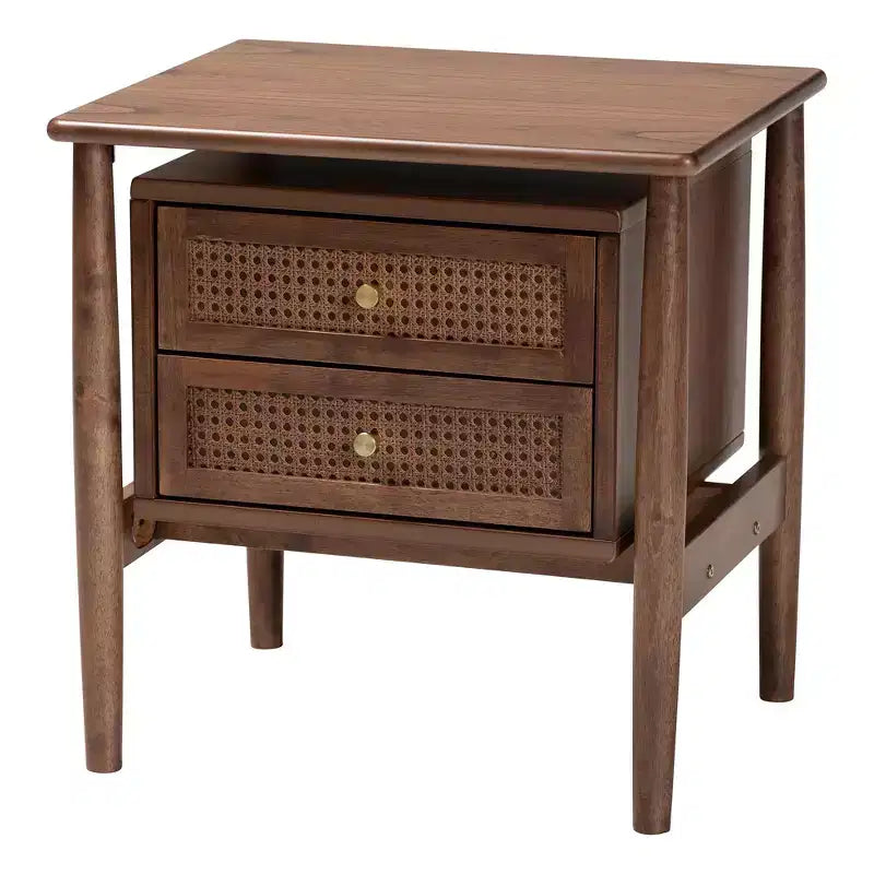 Alyssa Japandi Walnut Brown Wood 4-Piece Bedroom Set