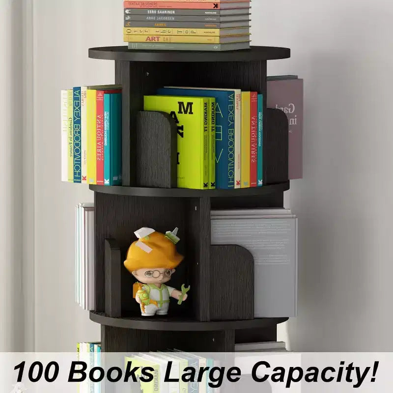 4-Tier Rotating Bookshelf, Waterproof Corner Display Storage Rack
