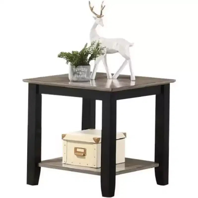 Simple Modern Look Wooden 1pc End Table Living Room Sofa Side Table Solid Rubberwood