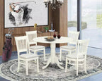 5-Piece Round Dining Table Set in Linen White