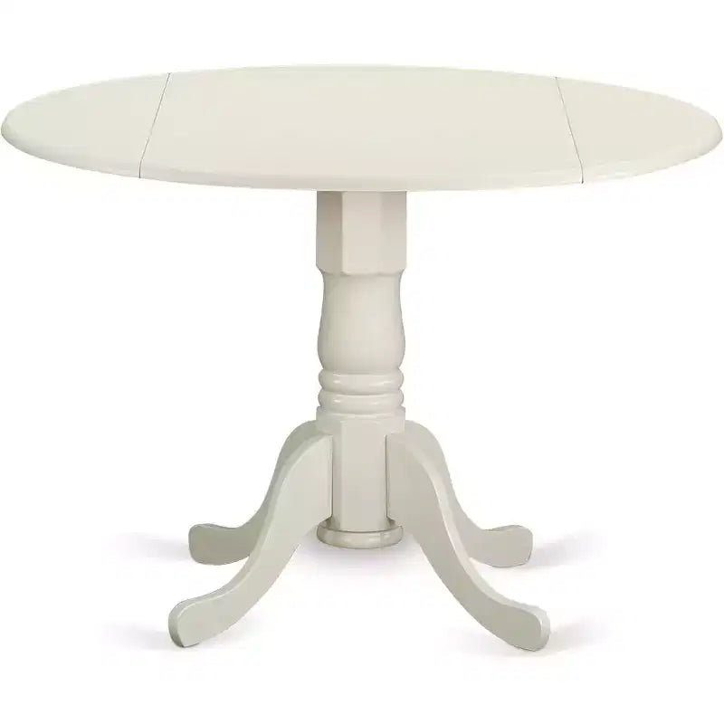 5-Piece Round Dining Table Set in Linen White