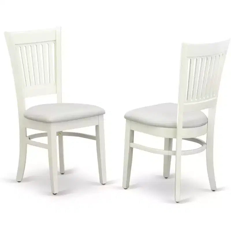 5-Piece Round Dining Table Set in Linen White