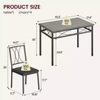 Dining Table Set, Kitchen Table Set for 4, 4 Piece Wooden Dining Room Table Set with 4 Chairs, Kitchen Rectangular Table Set for Small Space