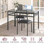 Dining Table Set, Kitchen Table Set for 4, 4 Piece Wooden Dining Room Table Set with 4 Chairs, Kitchen Rectangular Table Set for Small Space