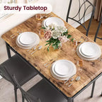 Dining Table Set, Kitchen Table Set for 4, 4 Piece Wooden Dining Room Table Set with 4 Chairs, Kitchen Rectangular Table Set for Small Space