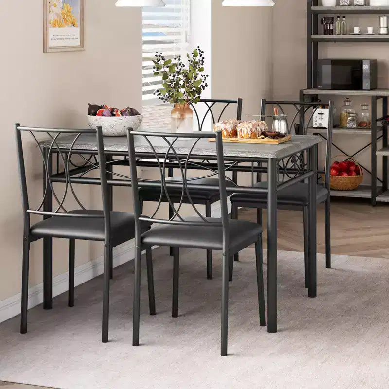 Dining Table Set, Kitchen Table Set for 4, 4 Piece Wooden Dining Room Table Set with 4 Chairs, Kitchen Rectangular Table Set for Small Space