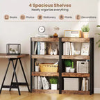 4-Tier Wooden Bookcase with Dual Anti-Tipping Kits