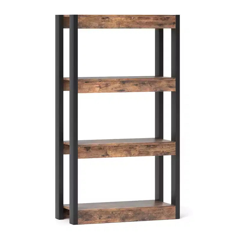 4-Tier Wooden Bookcase with Dual Anti-Tipping Kits