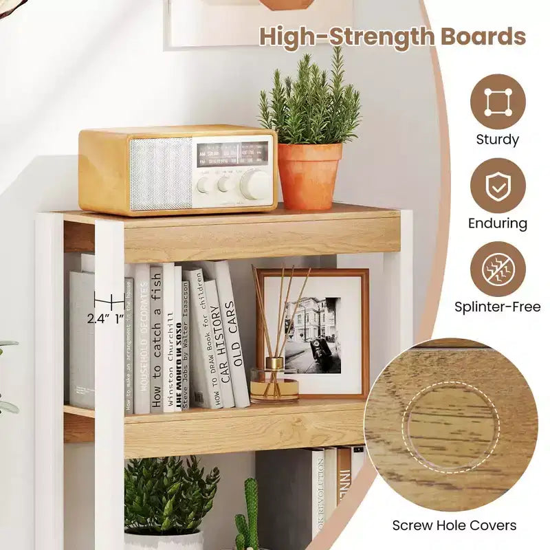 4-Tier Wooden Bookcase with Dual Anti-Tipping Kits