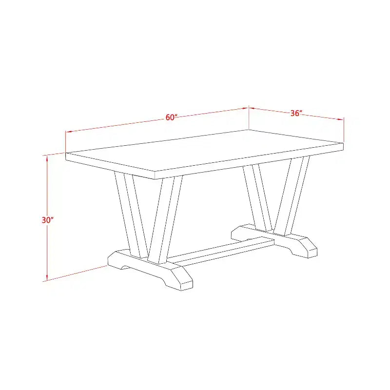V-Style 36x60 Inch Rectangle Dining Table