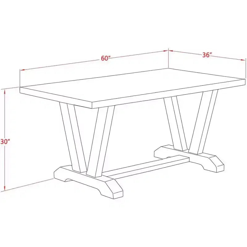 V-Style 36x60 Inch Rectangle Dining Table