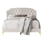 Twin Size Upholstered Platform Bed with Tufted Headboard