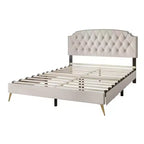 Twin Size Upholstered Platform Bed with Tufted Headboard