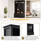 4-in-1 Hall Tree with 6 Golden Hooks, Bench and 2 Drawers