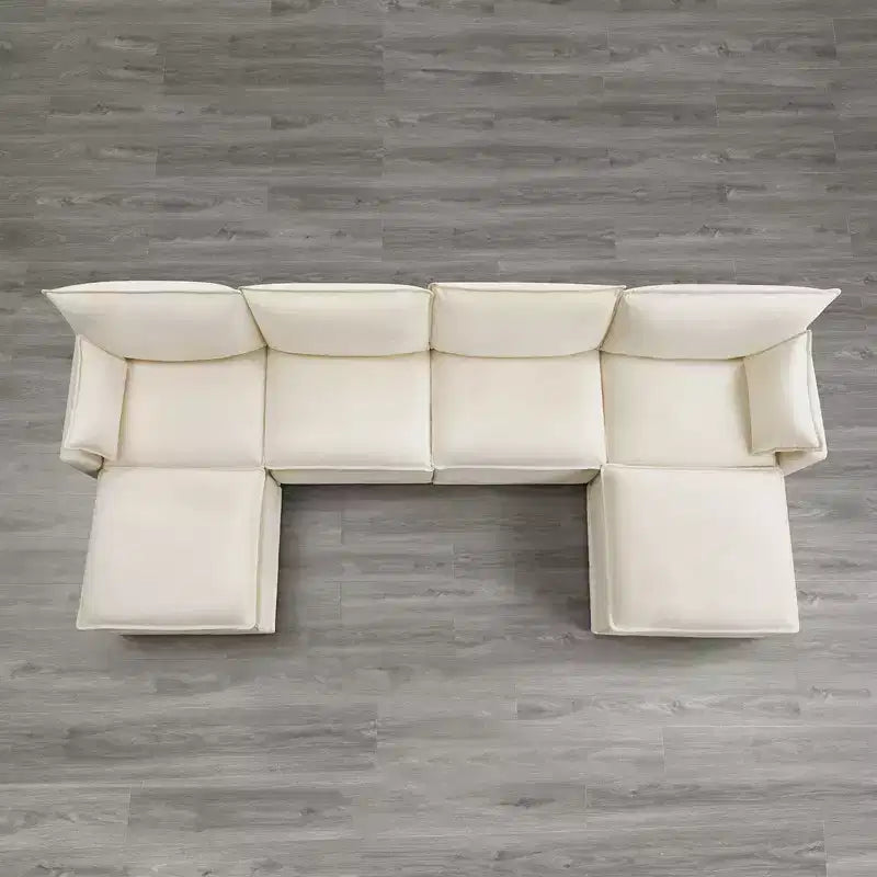 Spruce & Spring Cream 3-Piece Modular Couch Oversized Sectional Sofa for Living Room