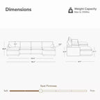 Spruce & Spring Cream 3-Piece Modular Couch Oversized Sectional Sofa for Living Room